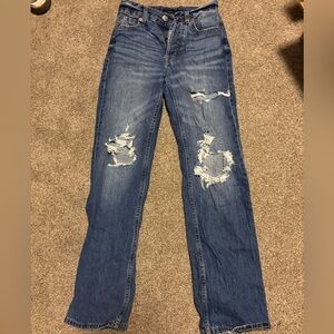 Aeropostale Ripped Straight Leg Blue Jeans
